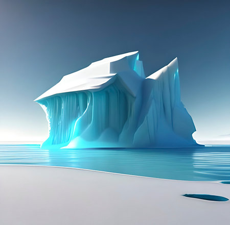 Iceberg in the ocean. 3D rendering. Global warming conceptの写真素材