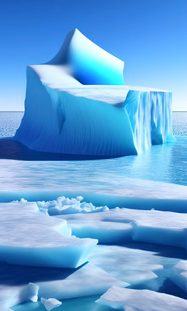 Icebergs in the ocean. 3D rendered illustration.
