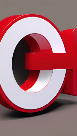 3d rendering of letter O in red on a gray background.の写真素材
