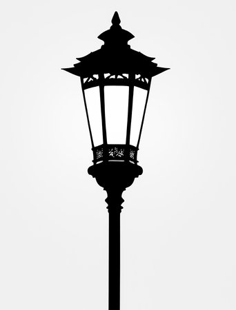 Lantern on a white background. Silhouette of a street lamp.のイラスト素材