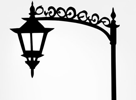 Lamppost in the style of engraving on a white backgroundのイラスト素材