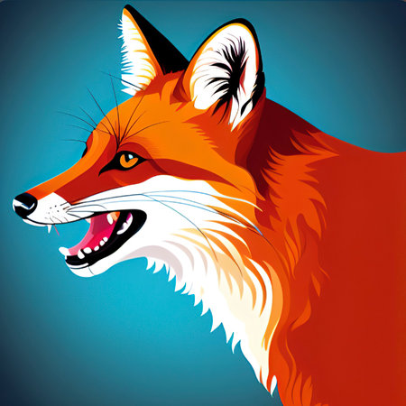 Vector image of a red fox. Isolated on blue background.の素材