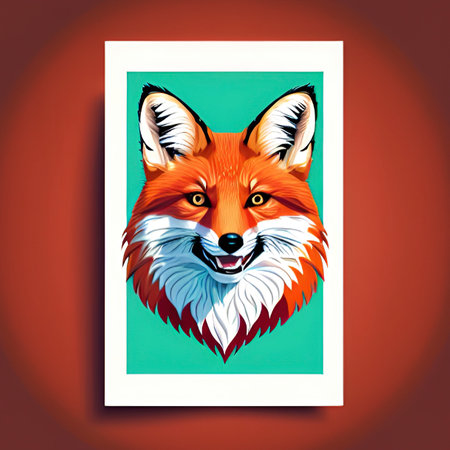 Illustration of a fox head on a colored background. vector illustrationの素材