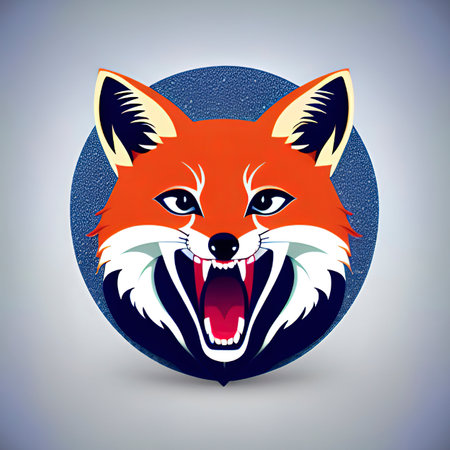 Vector illustration of a fox head in a circle. vector illustration.の素材