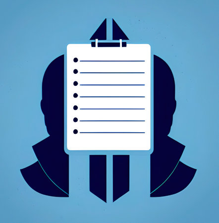 Human head silhouette with note paper on blue background. vector illustration.のイラスト素材