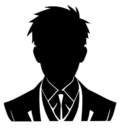 Businessman black silhouette vector illustration isolated on white background. Flat design.のイラスト素材