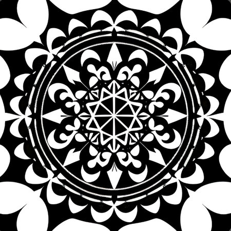Abstract black and white background with mandala pattern. vector illustration.の素材