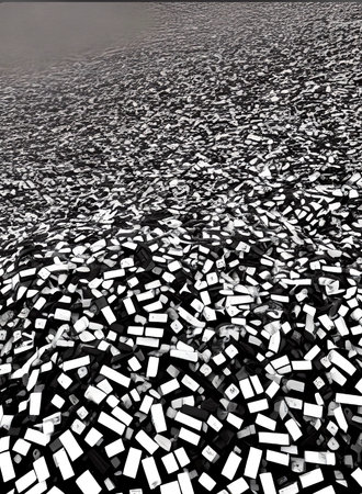 abstract background made of small cubes in black and white with reflectionの素材