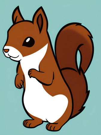 Cute squirrel cartoon sitting on a blue background. vector illustration.の素材