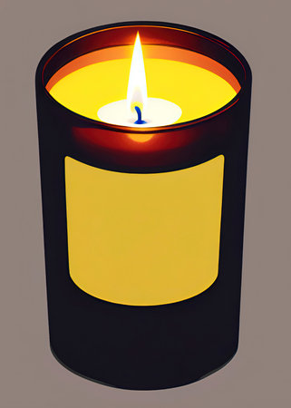Burning candle isolated on gray background. 3d render illustration.の素材