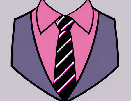 Illustration of a pink shirt with a necktie on a gray backgroundの素材
