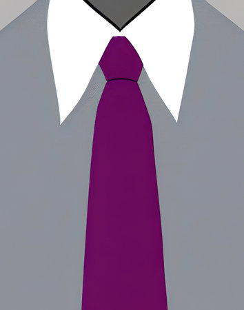 Men's necktie with a purple tie on a gray background.の素材