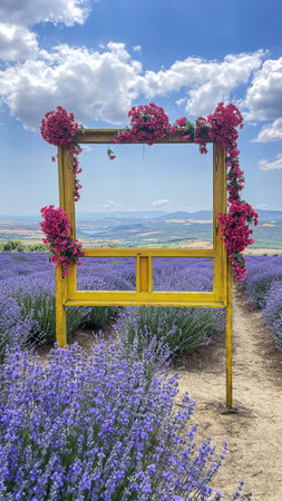 A Captivating Dance of Purple. An Adventure Amidst Lavender Flowers in the Lavender Fieldの写真素材