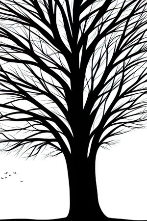 Black silhouettes of a tree on a white background. vector illustrationの素材