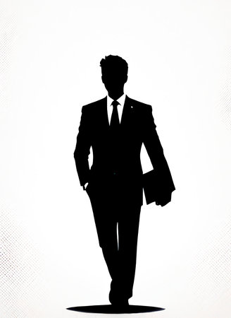 Silhouette of a man in a suit on a white backgroundのイラスト素材