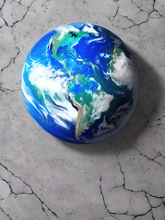 Earth globe on cracked ground.の素材