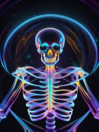 Human Skeleton with Colorful Light Background. vector illustration.の素材