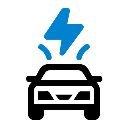 Electric Car Accident vector icon. Style is bicolor flat icon symbol, blue and gray colors, white background.の素材