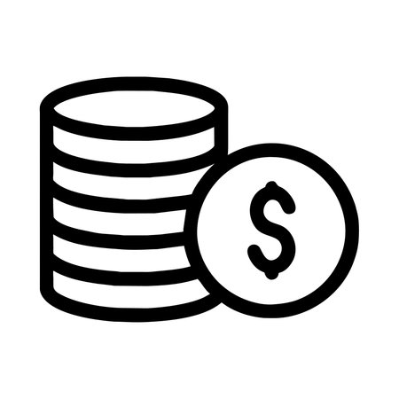 Coin Icon Vector. Outline Coins Sign. Isolated Contour Symbol Illustrationの素材