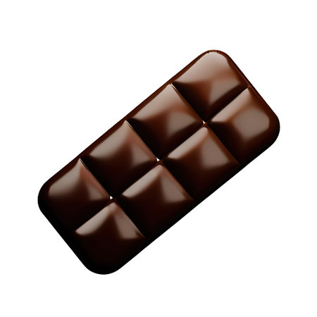 Chocolate bar isolated on white background. 3d rendering. Top view.の素材