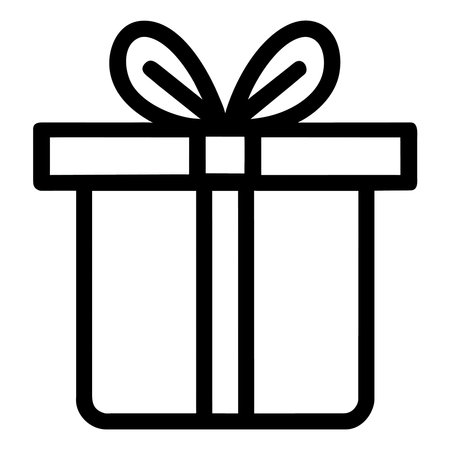 Gift box icon. Outline gift box icon for web design isolated on white backgroundの素材