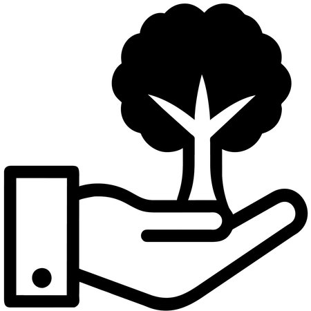 Hand holding a tree icon, eco friendly concept, black and whiteの素材
