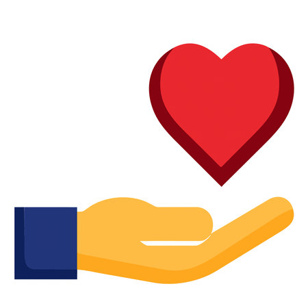 Hand holding heart icon. Flat illustration of hand holding heart icon for web designの素材