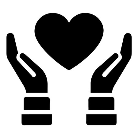 Hands Holding Heart Icon. Black and White Vector Illustration.の素材