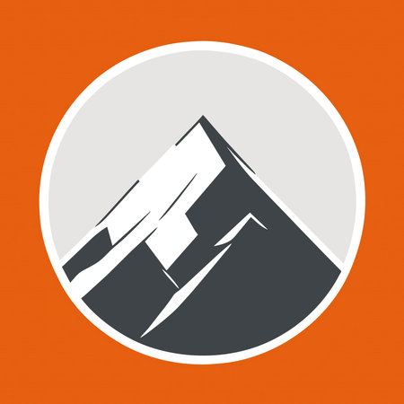 Mountain icon on white background, vector illustration. Flat design style.の素材