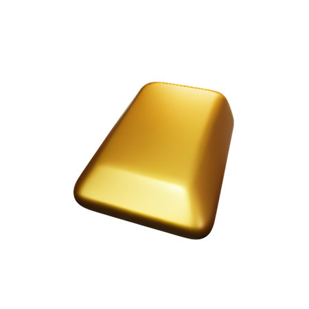 Gold bullion isolated on a white background. 3d rendering.の素材
