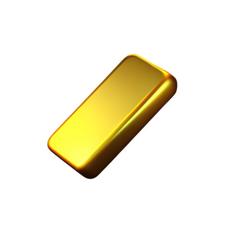 Gold Bar Icon Isolated on White Background. 3D Renderingの素材
