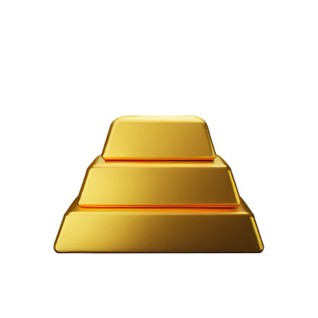 Gold bullion isolated on white background. 3d render illustration.の素材