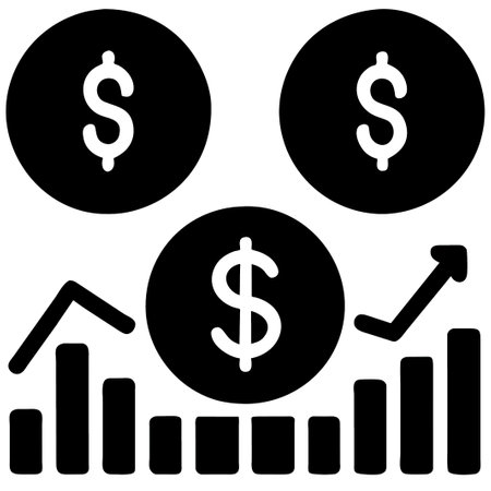 Dollar growth chart icon, finance and business related vector illustration.の素材