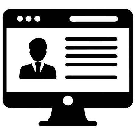 Businessman on Computer Screen vector icon. Flat black symbol.の素材