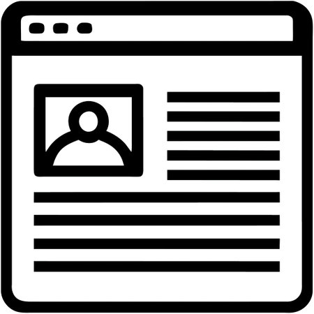 Vector image of a web page with a profile picture on the screenの素材