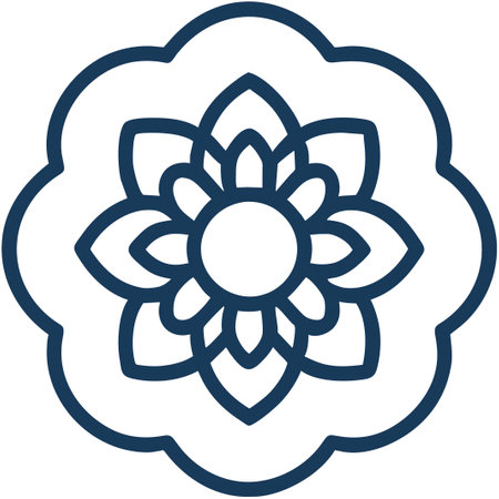 Beautiful flower line art icon. Vector illustration isolated on white.の素材