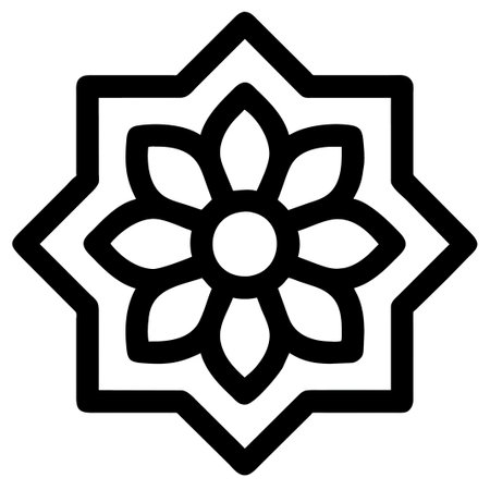Flower Mandala vector icon. Outline flower mandala vector icon for web design isolated on white backgroundの素材