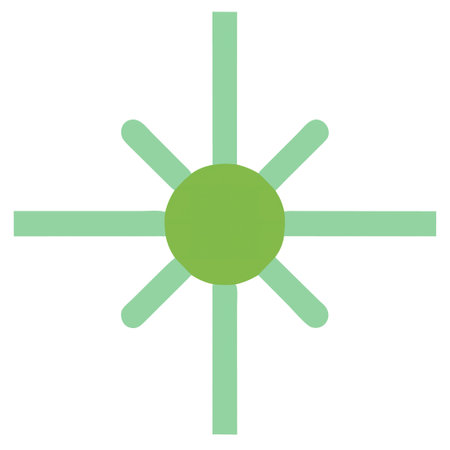 Green sun icon on white background. flat style. vector illustration.の素材