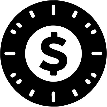 Dollar coin icon, black and white, isolated on white backgroundの素材