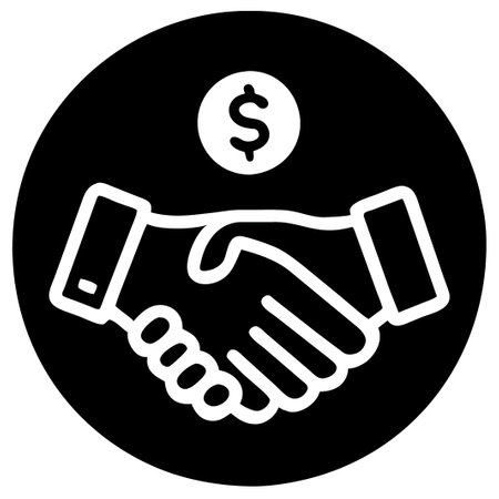 Handshake and money icon. Black and white. Vector illustration.の素材