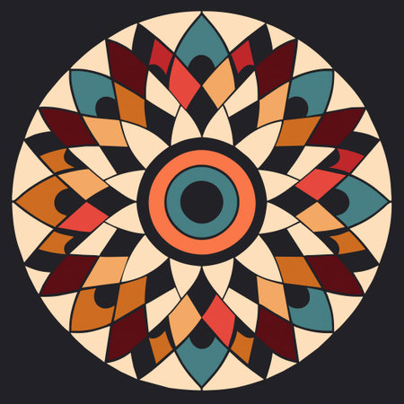 Colorful round mandala. Geometric circle element made in vectorの素材