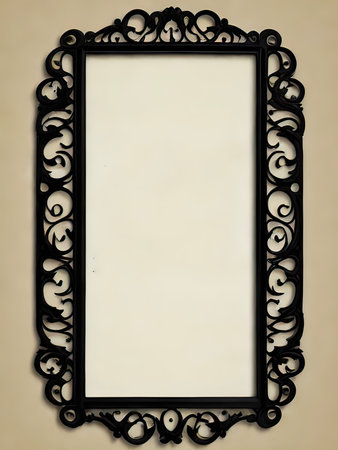 Vintage black frame on a beige background. Copy space.の素材