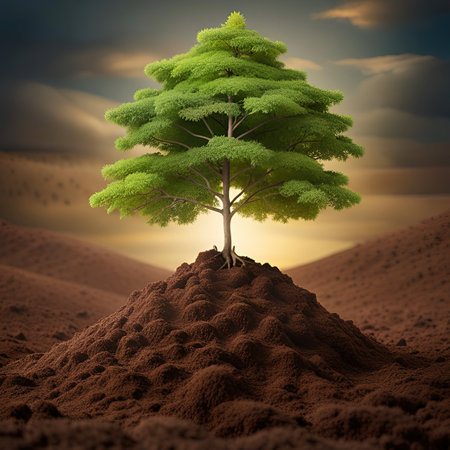 Tree in the desert. 3D rendering. Conceptual image.の素材