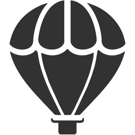 Hot air balloon solid icon. Aerostat vector illustration isolated on white. Air transport glyph style design, designed for web and app. Eps 10の素材