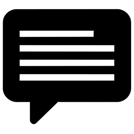 Speech Bubble vector icon. Flat black symbol. Pictogram is isolated on a white background. Designed for web and software interfaces.の素材