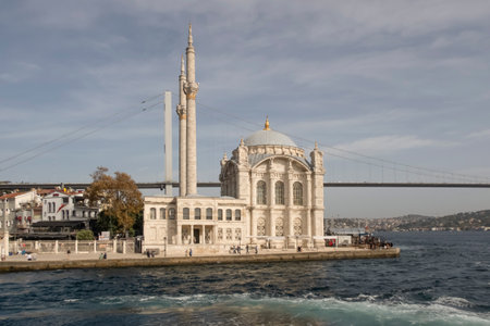 Bosporus, Istanbul, Turkey. October 27,2023.Dream city Istanbul.Waterway connecting the European and Asian continents. Bosphorus.Historical Ortakoy mosque.のeditorial素材