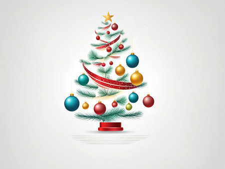 Christmas tree with ornaments. Vector illustration for your design.の素材