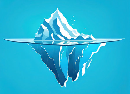 Illustration of Iceberg on blue background. Vector Illustration.の素材