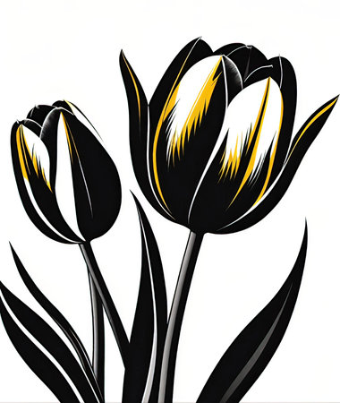 Black tulips on a white background. Vector illustration. Eps 10.のイラスト素材