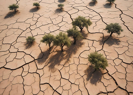 The Thirst of the Earth. The Increasing Danger of Global Warming and Drought. The Reality of Climate Change. Rising Dangers with Global Warming and Drought.の素材